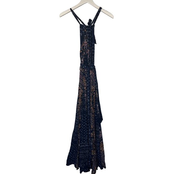 Free People Summer Soiree Navy Printed Halter Jumpsuit - Picture 5 of 8